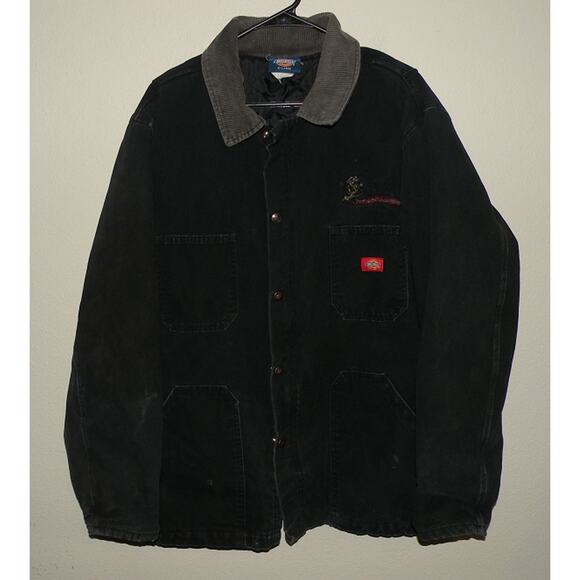 Dickies XL Men’s Quilted Insulated Canvas Work Jacket Black Zipper Front - Picture 1 of 3